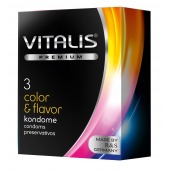 Цветные ароматизированные презервативы VITALIS PREMIUM color   flavor - 3 шт. - Vitalis - купить с доставкой в Пскове