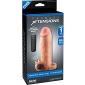 Телесная вибронасадка с кольцом  Vibrating Real Feel 1 Extension - 14 см. - Pipedream - в Пскове купить с доставкой