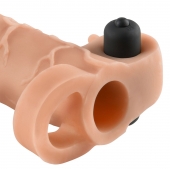 Телесная вибронасадка с кольцом Vibrating Real Feel 2 Extension - 16 см. - Pipedream - в Пскове купить с доставкой