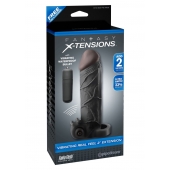 Чёрная вибронасадка с кольцом Vibrating Real Feel 2 Extension - 16 см. - Pipedream - в Пскове купить с доставкой