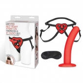 Красный поясной фаллоимитатор Red Heart Strap on Harness   5in Dildo Set - 12,25 см. - Lux Fetish - купить с доставкой в Пскове