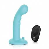 Голубая изогнутая насадка 6in Remote Control Ripple P-Spot G-Spot на черных трусиках - 16 см. - Pegasus - купить с доставкой в Пскове