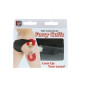 Металлические наручники с чёрной меховой опушкой - Dream Toys - купить с доставкой в Пскове