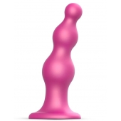 Розовая насадка Strap-On-Me Dildo Plug Beads size S - Strap-on-me - купить с доставкой в Пскове