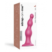 Розовая насадка Strap-On-Me Dildo Plug Beads size L - Strap-on-me - купить с доставкой в Пскове