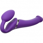 Фиолетовый безремневой вибрострапон Vibrating Bendable Strap-On - size L - Strap-on-me - купить с доставкой в Пскове