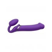 Фиолетовый безремневой вибрострапон Silicone Bendable Strap-On - size XL - Strap-on-me - купить с доставкой в Пскове