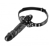 Черный кляп-фаллоимитатор Double Penis Gag - Fetish Tentation - купить с доставкой в Пскове