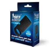 Черная открытая насадка на пенис с кольцом для мошонки XXXL-size - 9,9 см. - Sex Expert - в Пскове купить с доставкой