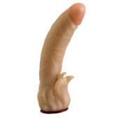 Телесная гелевая насадка-фаллос с клиторальными лепестками - 18,5 см. - LOVETOY (А-Полимер) - купить с доставкой в Пскове