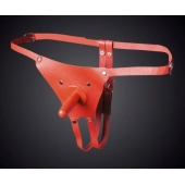 Красные кожаные универсальные трусики со штырьком для насадок - Sitabella - купить с доставкой в Пскове