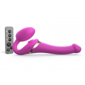 Ярко-розовый безремневой страпон Multi Orgasm Size S с клиторальной стимуляцией - Strap-on-me - купить с доставкой в Пскове
