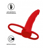 Красная насадка на пенис для двойного проникновения Black Red - 16,5 см. - ToyFa - купить с доставкой в Пскове
