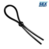 Черное силиконовое лассо с шариком для утяжки - Sex Expert - в Пскове купить с доставкой