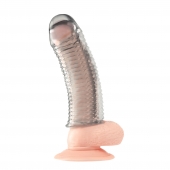 Текстурированная насадка на пенис Clear Textured Penis Enhancing Sleeve Extension - 16,5 см. - BlueLine - в Пскове купить с доставкой