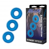 Комплект из трех голубых колец для эрекции 3-Pack Ultra-Stim Stretch Cock Rings - BlueLine - в Пскове купить с доставкой