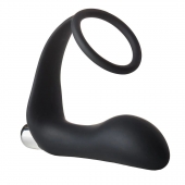 Черное эрекционное кольцо с вибропробкой Vibrating Anal Plug With Cockring - Dream Toys - в Пскове купить с доставкой