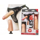 Телесный страпон Harness LESBI с вагинальной пробкой - 16,5 см. - LOVETOY (А-Полимер) - купить с доставкой в Пскове