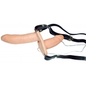 Телесный женский страпон с вагинальной пробкой Strap-On Duo - 15 см. - Orion - купить с доставкой в Пскове