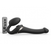 Черный безремневой страпон Multi Orgasm Size S с клиторальной стимуляцией - Strap-on-me - купить с доставкой в Пскове