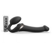 Черный безремневой страпон Multi Orgasm Size M с клиторальной стимуляцией - Strap-on-me - купить с доставкой в Пскове