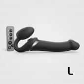 Черный безремневой страпон Multi Orgasm Size L с клиторальной стимуляцией - Strap-on-me - купить с доставкой в Пскове