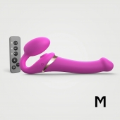 Ярко-розовый безремневой страпон Multi Orgasm Size M с клиторальной стимуляцией - Strap-on-me - купить с доставкой в Пскове