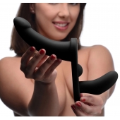 Черный вибрострапон Double Take 10X Double Penetration Vibrating Strap-on Harness - XR Brands - купить с доставкой в Пскове