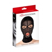 Черная сетчатая маска на голову с отверстиями для глаз и рта - Fetish Tentation - купить с доставкой в Пскове