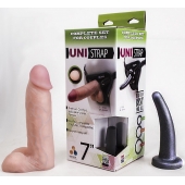 Страпон-унисекс с двумя насадками UNI strap 7  Harness - 19 и 16 см. - LOVETOY (А-Полимер) - купить с доставкой в Пскове