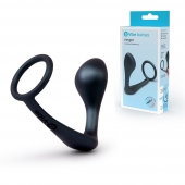 Черное эрекционное кольцо со стимулятором простаты Ringer Cock Ring   Plug - b-Vibe - в Пскове купить с доставкой
