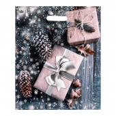 Новогодний пакет с принтом в виде подарков и вырубной ручкой (45х38 см) - Сима-Ленд - купить с доставкой в Пскове
