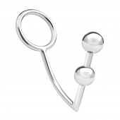 Кольцо на пенис с анальным стимулятором Two Bead Stainless Steel Anal Hook   Cock Ring - BlueLine - в Пскове купить с доставкой