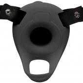 Черный полый страпон с вибрацией 2’’ Erection 28X Smooth Vibrating Silicone Penis Sheath - XR Brands - купить с доставкой в Пскове