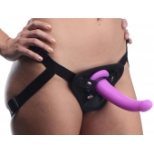 Лиловый поясной страпон Navigator Silicone G-Spot Dildo with Harness - 17,8 см. - XR Brands - купить с доставкой в Пскове