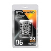 Прозрачная насадка с объёмными чёрточками STAY HARD COCK SLEEVE 06 CLEAR - Blush Novelties - в Пскове купить с доставкой