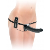 Черный страпон с вагинальной пробкой Deluxe Vibrating Penetrix Strap-On - 19 см. - Pipedream - купить с доставкой в Пскове