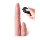 Телесная вибронасадка на член 3  Vibrating Mega X-tension with Remote - 22,9 см. - Pipedream - в Пскове купить с доставкой