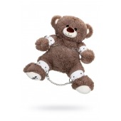 Бондажный набор: бурый мишка с белыми оковами и наручниками - Pecado - купить с доставкой в Пскове