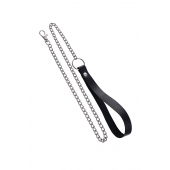 Поводок с ручкой из черной натуральной кожи и карабином для ошейника - Pecado - купить с доставкой в Пскове