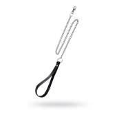 Поводок с ручкой из черной натуральной кожи и карабином для ошейника - Pecado - купить с доставкой в Пскове