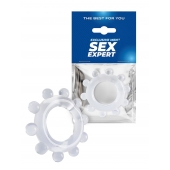 Прозрачное эрекционное кольцо со стимулирующими шариками - Sex Expert - в Пскове купить с доставкой