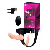 Женский страпон с 2 насадками, вибрацией и пультом ДУ - Erowoman-Eroman - купить с доставкой в Пскове