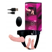 Женский страпон с 3 насадками и вибрацией - Erowoman-Eroman - купить с доставкой в Пскове