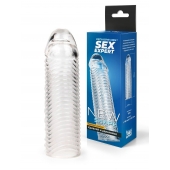 Прозрачная закрытая насадка на пенис с ребрышками - 16 см. - Sex Expert - в Пскове купить с доставкой