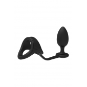 Черное эрекционное кольцо с анальной пробкой Cockstrap With Anal Plug - Dream Toys - в Пскове купить с доставкой