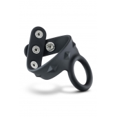 Черное эрекционное кольцо с подхватом мошонки на кнопках VS6 - Blush Novelties - в Пскове купить с доставкой