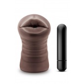 Коричневый мастурбатор-ротик Krystal Vibrating Masturbator - Blush Novelties - в Пскове купить с доставкой