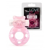 Розовое эрекционное виброкольцо в форме мишки - 1137 - в Пскове купить с доставкой