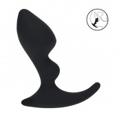 Черная анальная пробка для массажа простаты Double Ripple Silicone Prostate Massager - Shots Media BV - в Пскове купить с доставкой